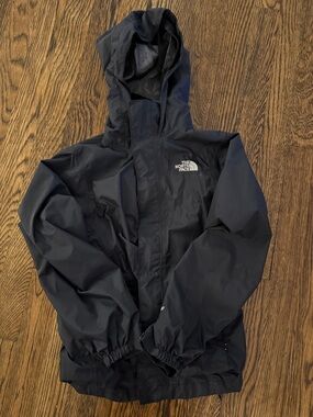 The North Face Black Hooded Waterproof Jacket- Girls